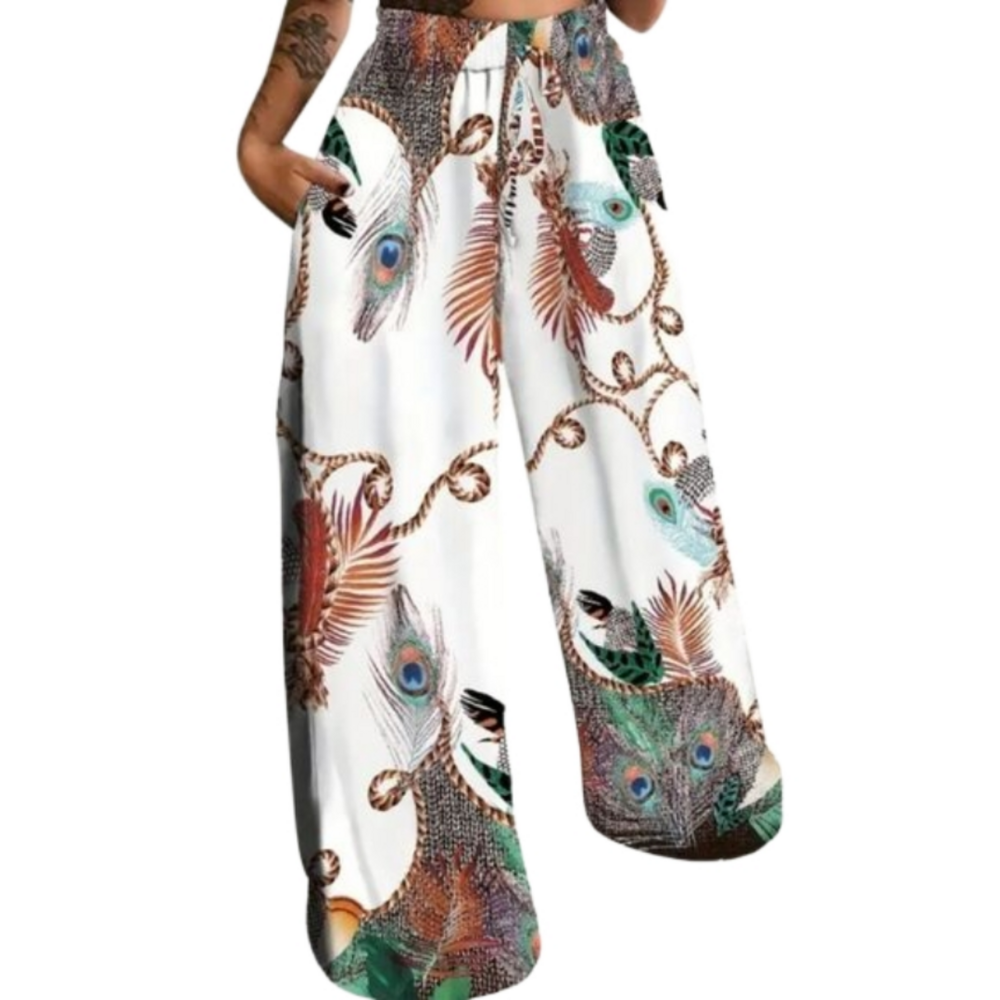 Womens Super cute wide leg printed pants sz xxl